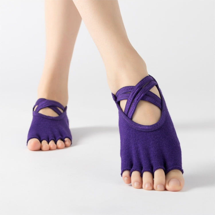 Terry Five-Finger Socks Cotton Thickened Warm and Non-Slip Yoga Socks Cross Strap Dance Socks, Size: One Size