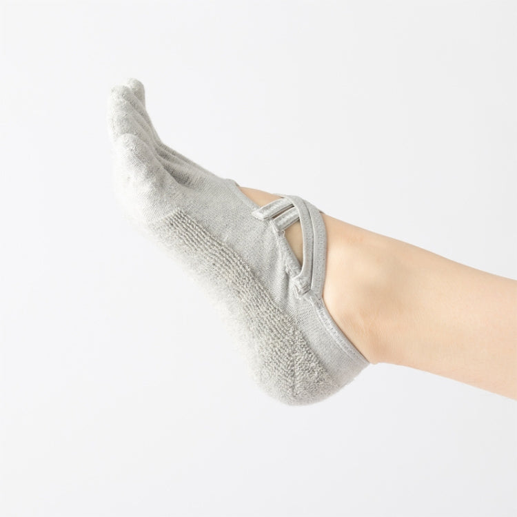 Terry Five-Finger Socks Cotton Thickened Warm and Non-Slip Yoga Socks Cross Strap Dance Socks, Size: One Size