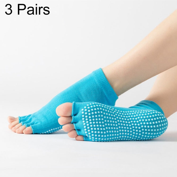 3 Pair Open-Toe Yoga Socks Indoor Sports Non-Slip Five-Finger Dance Socks, Size: One Size