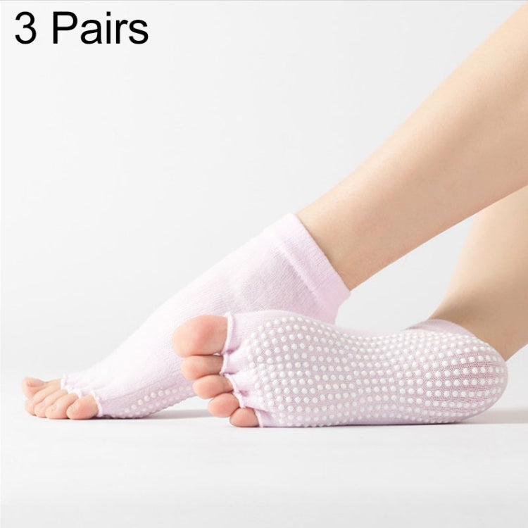 3 Pair Open-Toe Yoga Socks Indoor Sports Non-Slip Five-Finger Dance Socks, Size: One Size