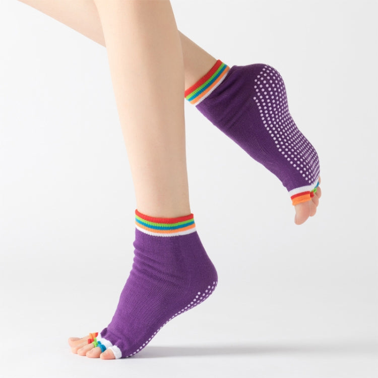 3 Pair Open-Toe Yoga Socks Indoor Sports Non-Slip Five-Finger Dance Socks, Size: One Size