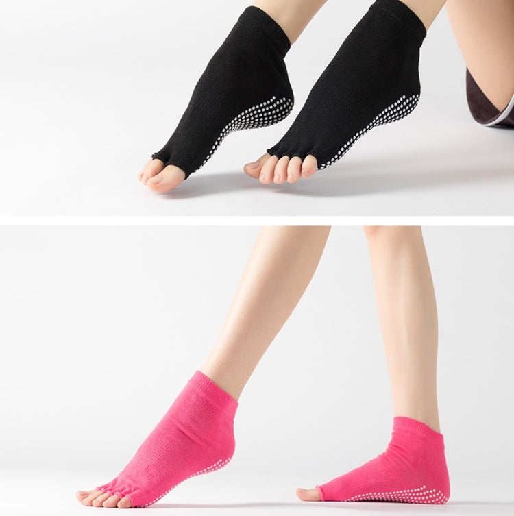 3 Pair Open-Toe Yoga Socks Indoor Sports Non-Slip Five-Finger Dance Socks, Size: One Size