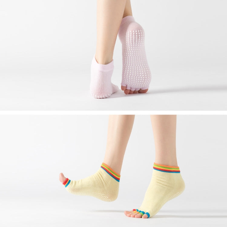 3 Pair Open-Toe Yoga Socks Indoor Sports Non-Slip Five-Finger Dance Socks, Size: One Size