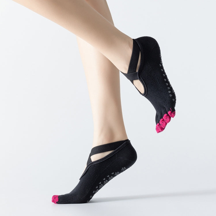 Professional Yoga Socks Non-Slip Five-Finger Split Toe Strap Ballet Dance Cotton Socks, Size: One Size