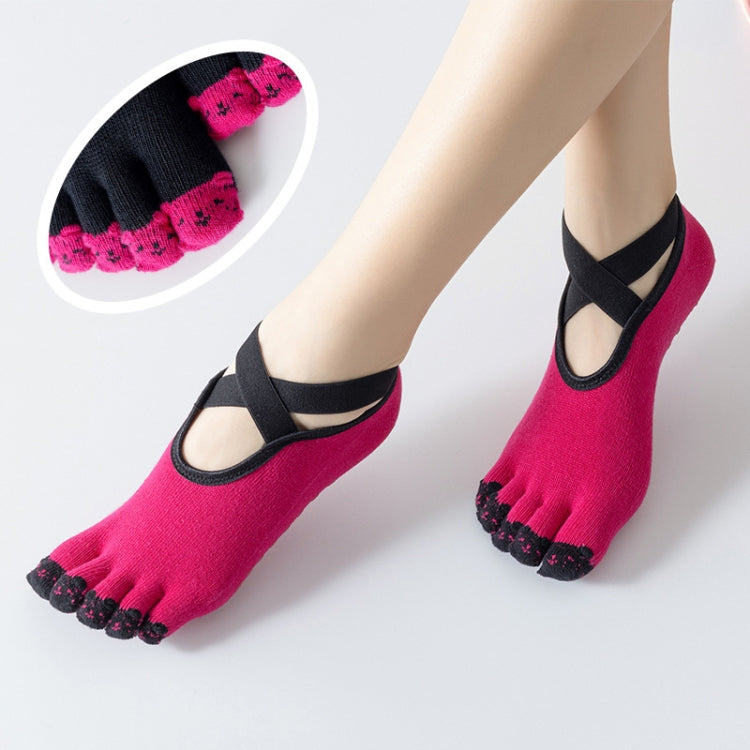 Professional Yoga Socks Non-Slip Five-Finger Split Toe Strap Ballet Dance Cotton Socks, Size: One Size