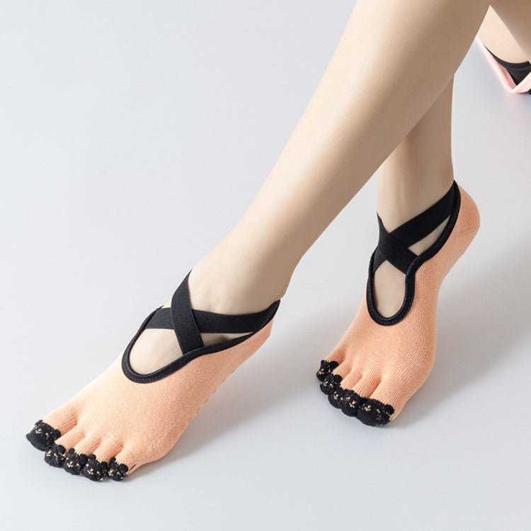 Professional Yoga Socks Non-Slip Five-Finger Split Toe Strap Ballet Dance Cotton Socks, Size: One Size