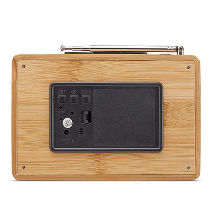 Dotted Black Wood White Light Multifunctional Retro Radio Wooden Alarm Clock Mute Electronic Clock