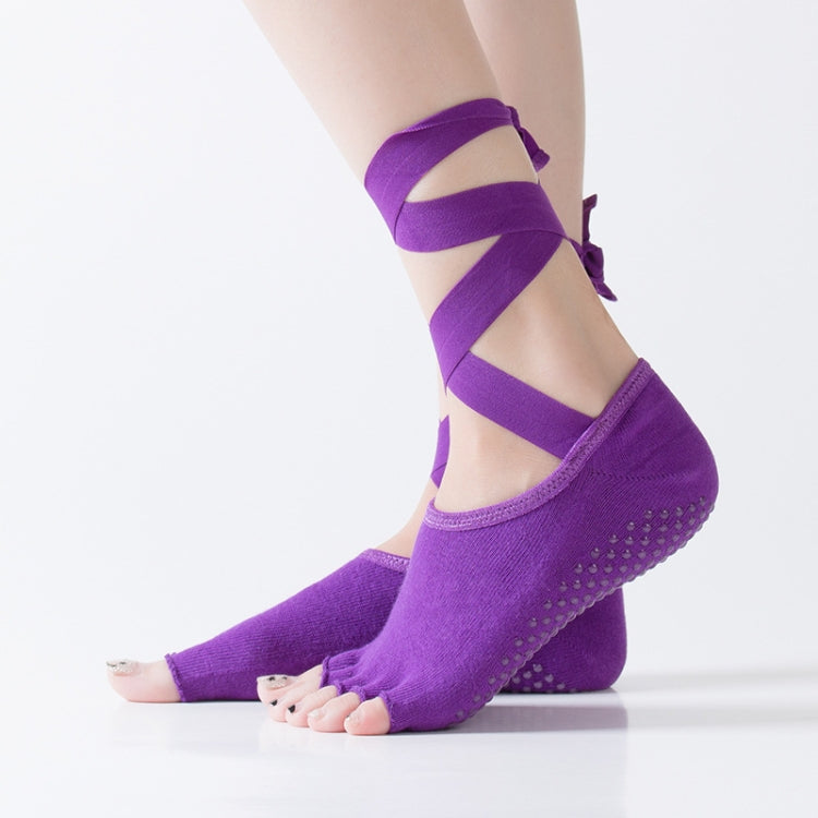 Yoga Five-Finger Socks Open-Toe Lace-Up Dance Socks Particle Non-Slip Socks, Size: One Size