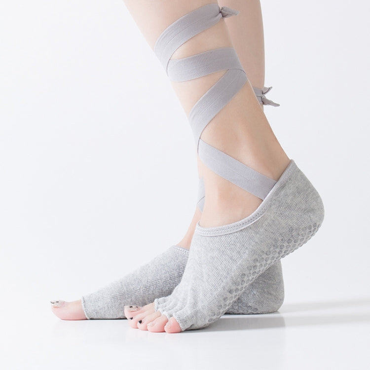 Yoga Five-Finger Socks Open-Toe Lace-Up Dance Socks Particle Non-Slip Socks, Size: One Size