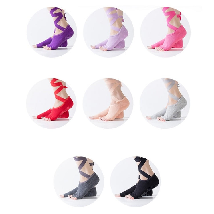 Yoga Five-Finger Socks Open-Toe Lace-Up Dance Socks Particle Non-Slip Socks, Size: One Size