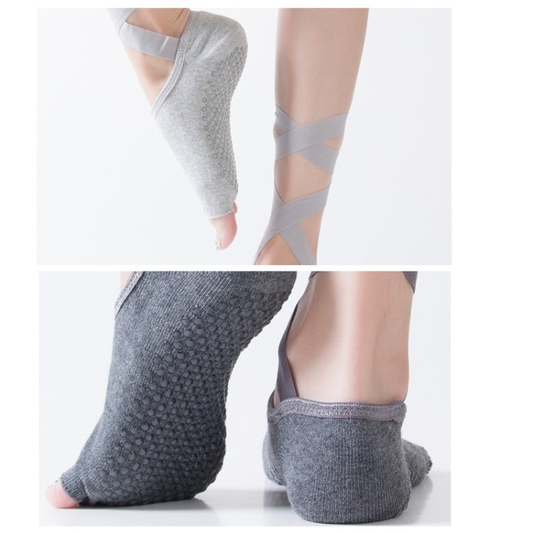 Yoga Five-Finger Socks Open-Toe Lace-Up Dance Socks Particle Non-Slip Socks, Size: One Size