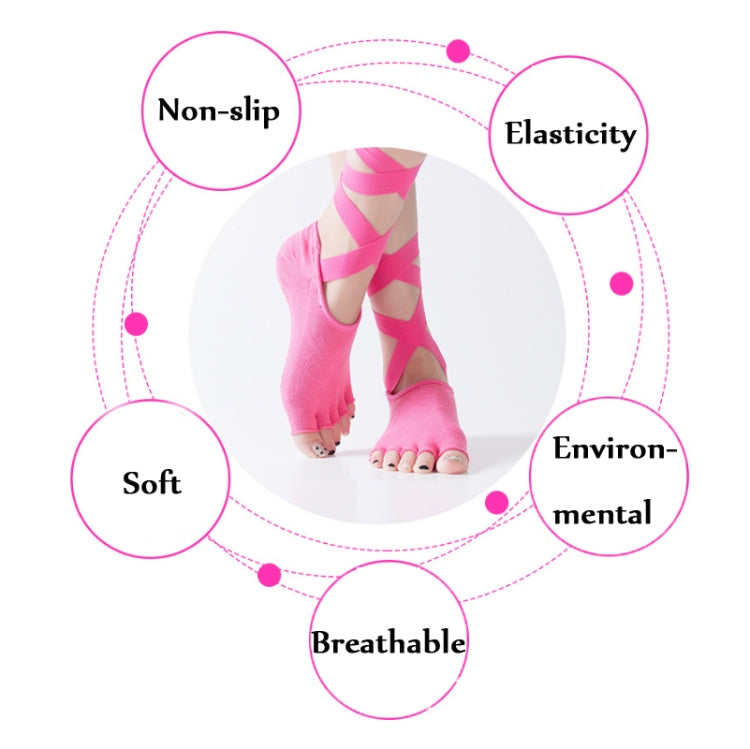 Yoga Five-Finger Socks Open-Toe Lace-Up Dance Socks Particle Non-Slip Socks, Size: One Size