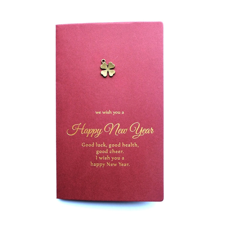 8 PCS Metal Red Special Paper Greeting Card Retro Bronzing New Year Greeting Card