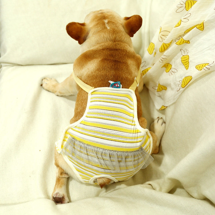 Dog Harassment Physiological Pants Pet Adjustable Bib, Size: S(Yellow White)