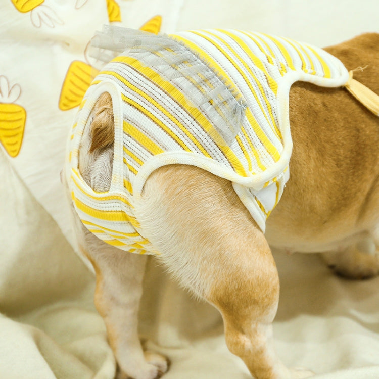 Dog Harassment Physiological Pants Pet Adjustable Bib, Size: S(Yellow White)
