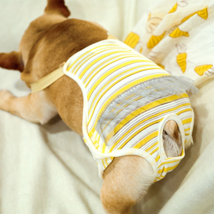 Dog Harassment Physiological Pants Pet Adjustable Bib, Size: M(Yellow White)