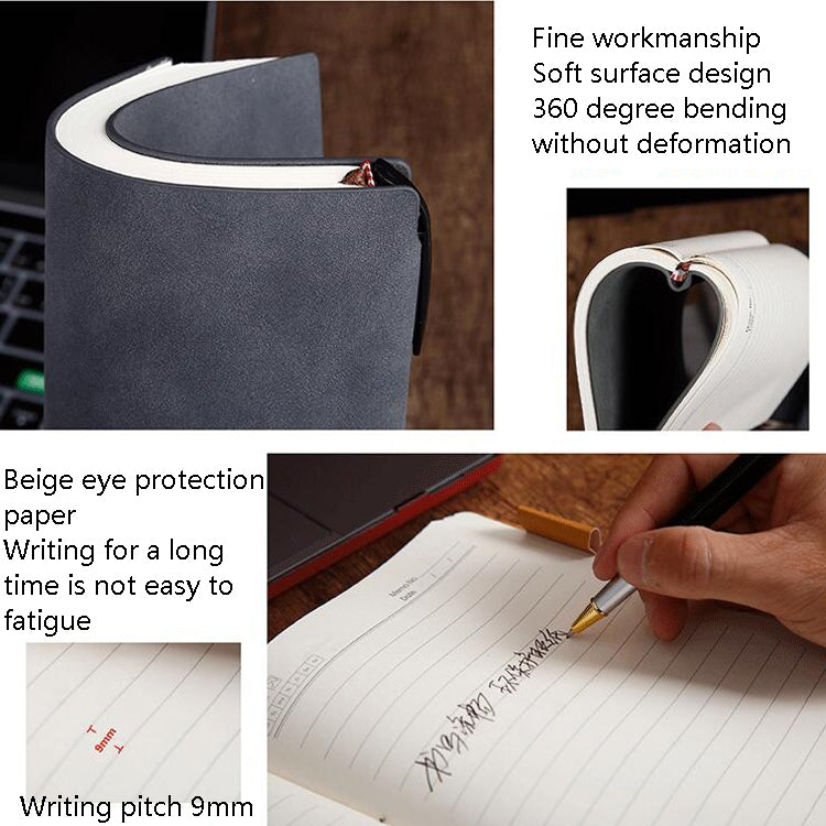 2 PCS Business Notebook PU Retro Soft Leather Office Notepad, Cover color: Brown Insert Pen, Specification: A5