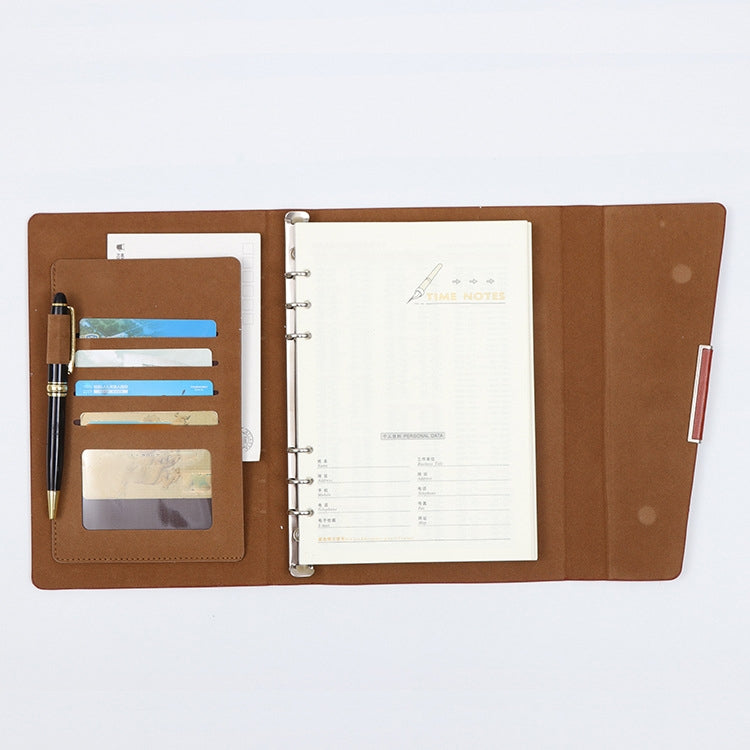2 PCS Business Notebook Imitation Leather PU Tri-Fold Loose-Leaf Notepad, Specification: A5