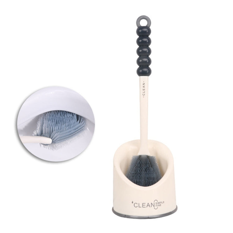 2 PCS Silicone Soft Bristles Toilet Brush Set Free Punching Toilet Long Handle  Cleaning Brush,Style: Flat Head With Base
