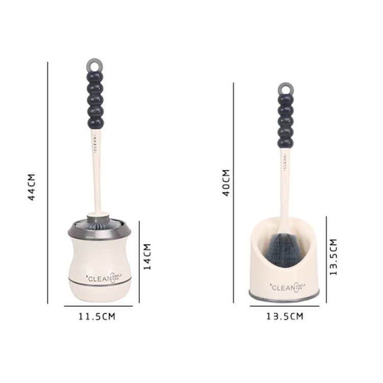 2 PCS Silicone Soft Bristles Toilet Brush Set Free Punching Toilet Long Handle  Cleaning Brush,Style: Flat Head With Base