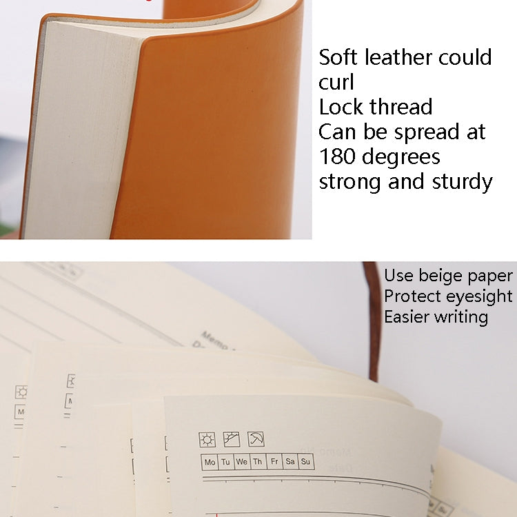2 PCS Imitation Leather Business Notebook Retro Notebook, Cover color: Brown, Specification: A5