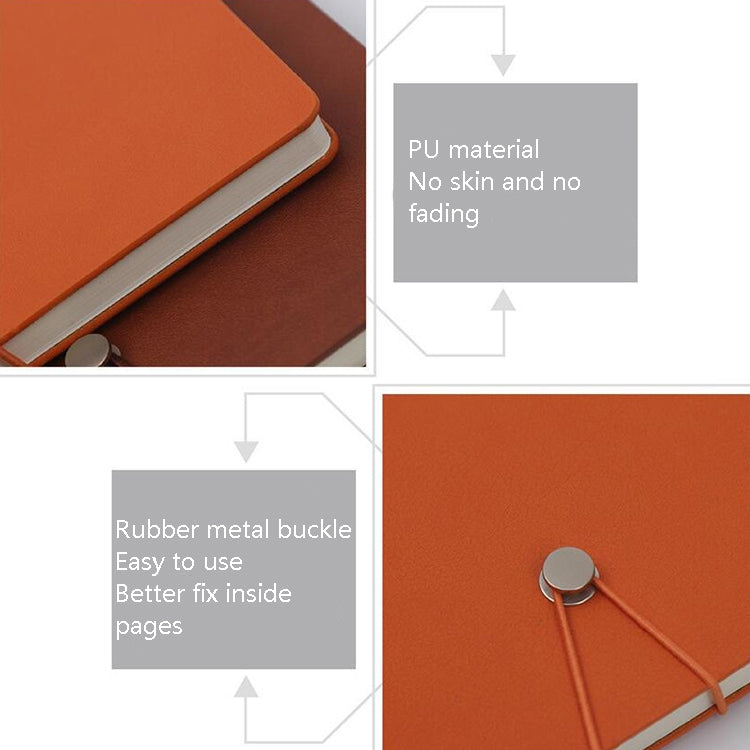 2 PCS Imitation Leather Notebook Elastic Band Buckle Business Notebook 32K Notebook, Specification: A5