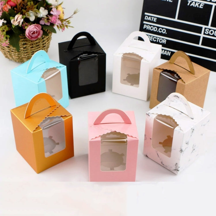 30 PCS Transparent Window 1 Piece Cardboard Portable Cup Cake Box Mousse Pastry Box White