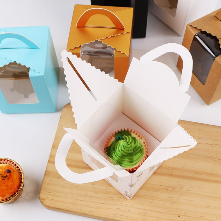 30 PCS Transparent Window 1 Piece Cardboard Portable Cup Cake Box Mousse Pastry Box White