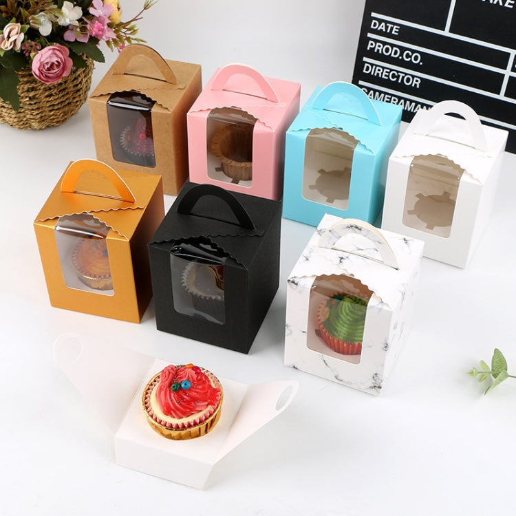 30 PCS Transparent Window 1 Piece Cardboard Portable Cup Cake Box Mousse Pastry Box Pink