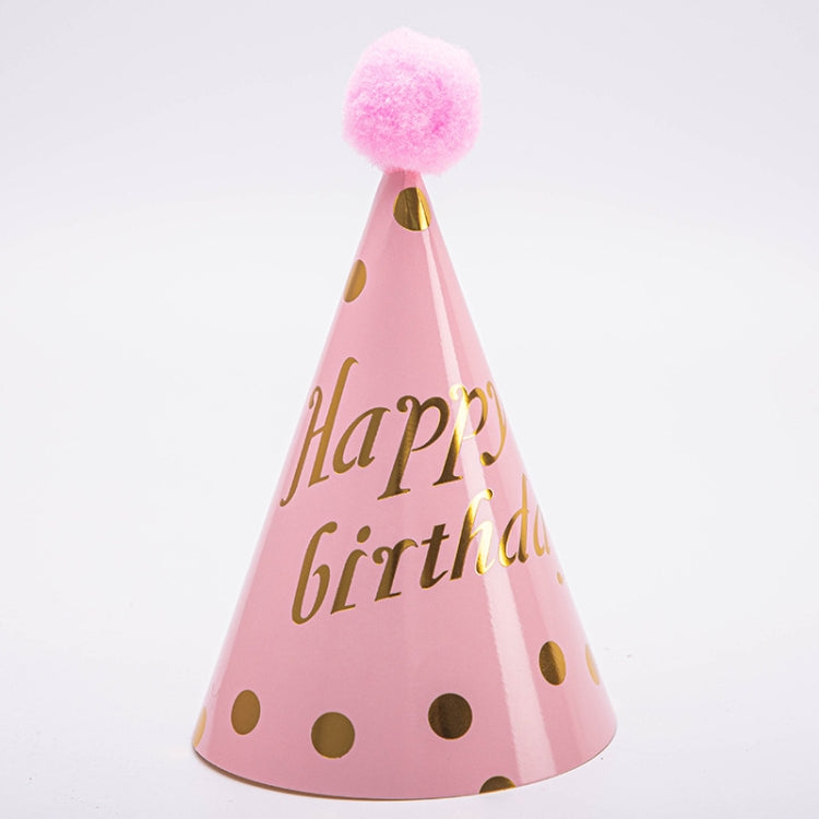 10 PCS Hairy Ball Birthday Paper Hat Crown Birthday Cake Hat Party Decoration