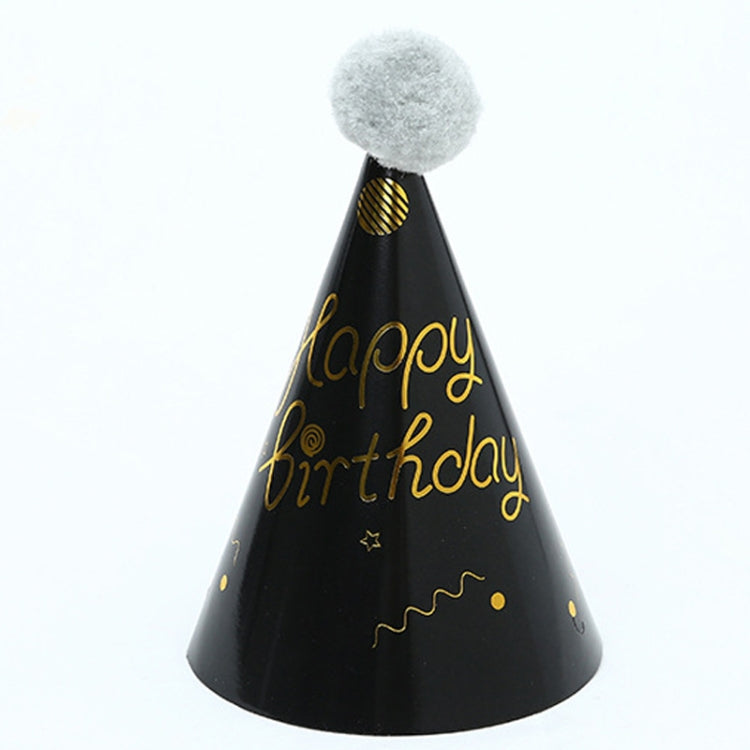 10 PCS Hairy Ball Birthday Paper Hat Crown Birthday Cake Hat Party Decoration