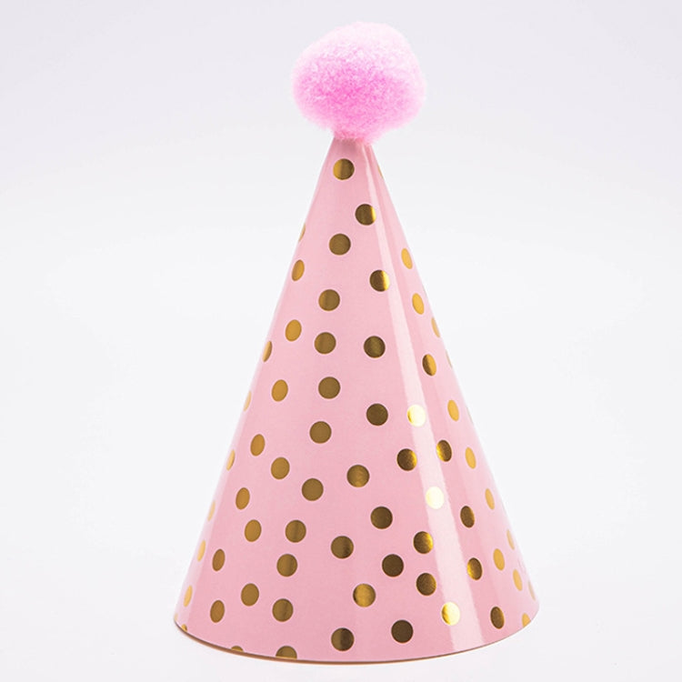 10 PCS Hairy Ball Birthday Paper Hat Crown Birthday Cake Hat Party Decoration
