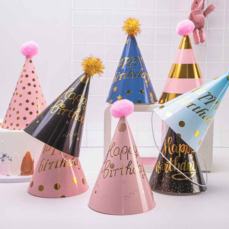 10 PCS Hairy Ball Birthday Paper Hat Crown Birthday Cake Hat Party Decoration