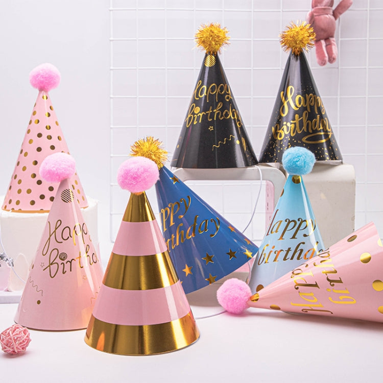 10 PCS Hairy Ball Birthday Paper Hat Crown Birthday Cake Hat Party Decoration