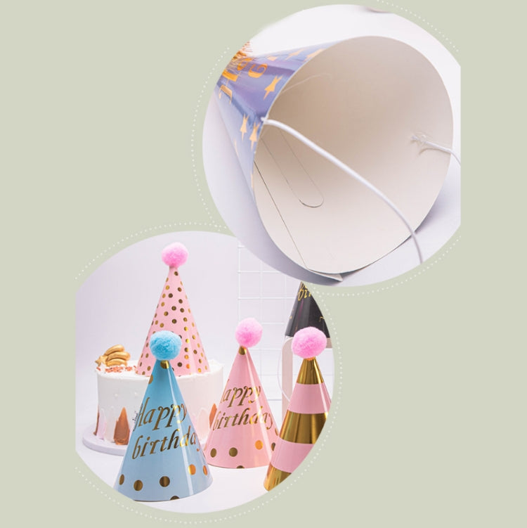 10 PCS Hairy Ball Birthday Paper Hat Crown Birthday Cake Hat Party Decoration