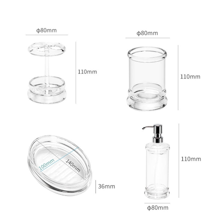 4 In 1 Bathroom Wash Set With Transparent Mouthwash Cup & Toothbrush Holder & Soap Dish & Soap Dispenser