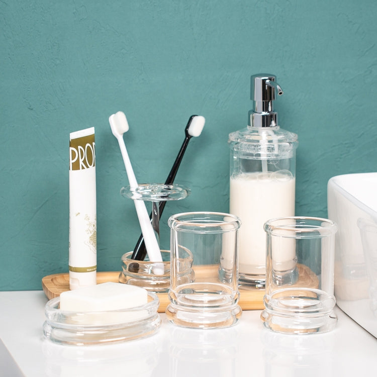 4 In 1 Bathroom Wash Set With Transparent Mouthwash Cup & Toothbrush Holder & Soap Dish & Soap Dispenser