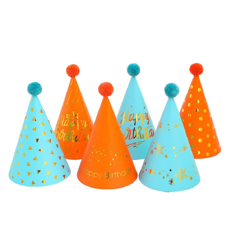 20 PCS Sequined Fur Ball Birthday Hat Birthday Party Supplies Dress Up Paper Hat, Colour: Blue No. 4