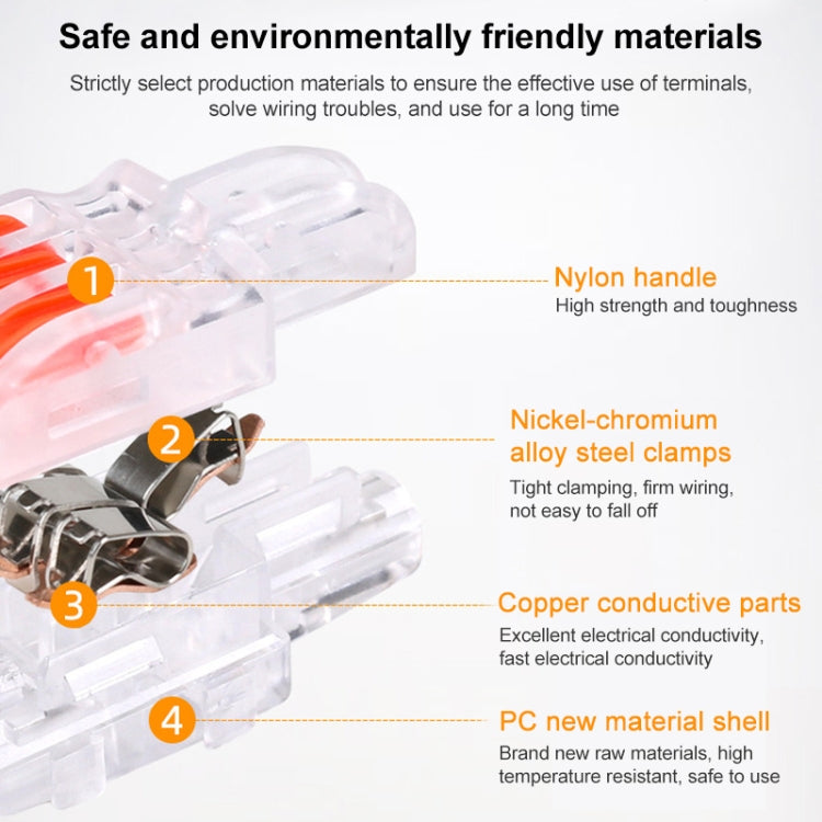 10 PCS Multi-Function Branch Wire Butt Copper Wire Quick Connection Terminal, Model: F14 Orange Handle One in Four Out