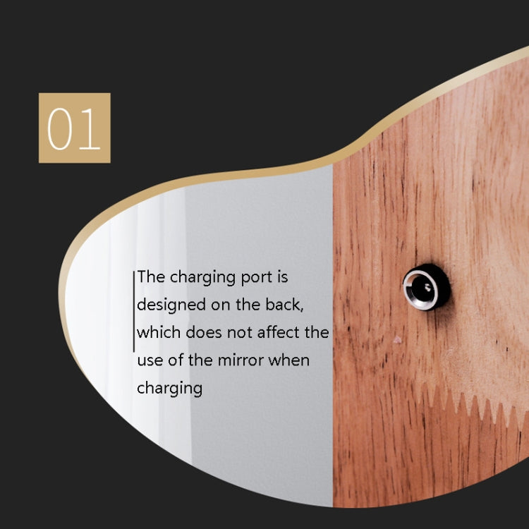 LED Wooden Rotatable Makeup Mirror Three-Tone Gentle Light Eye Protection Desktop Mirror