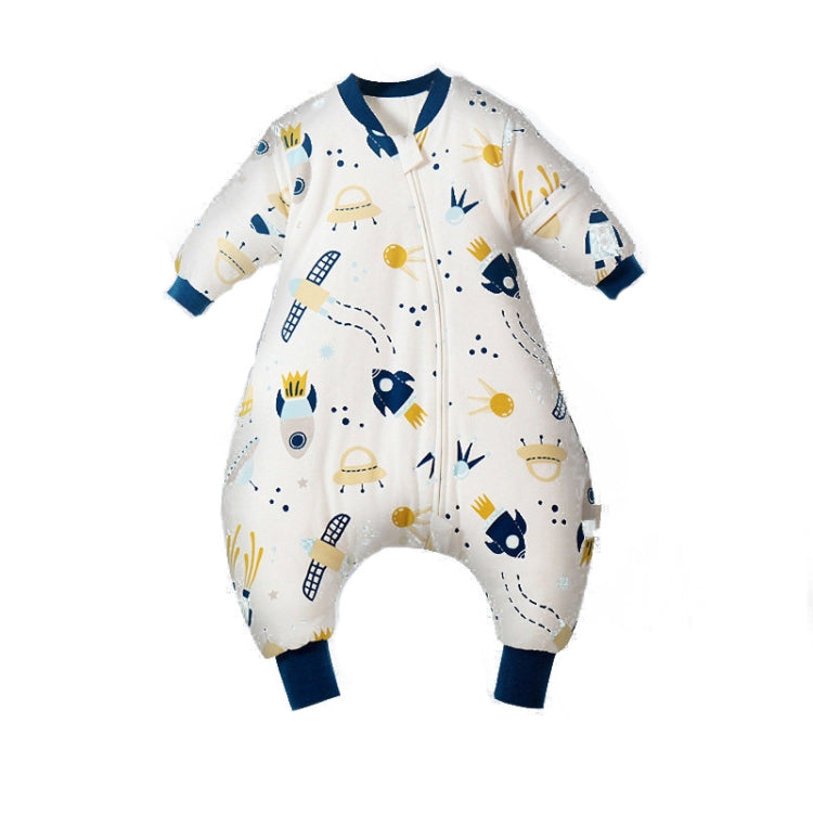 Baby Combed Cotton Cartoon Sleeping Bag With Detachable Sleeves Cartoon Spaceship (No Quilted), Size: 90
