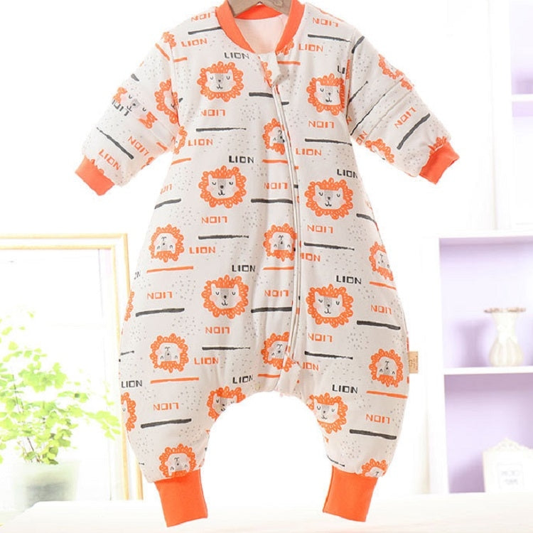 Baby Combed Cotton Cartoon Sleeping Bag With Detachable Sleeves Little Lion (Thin Quilted), Size: 100