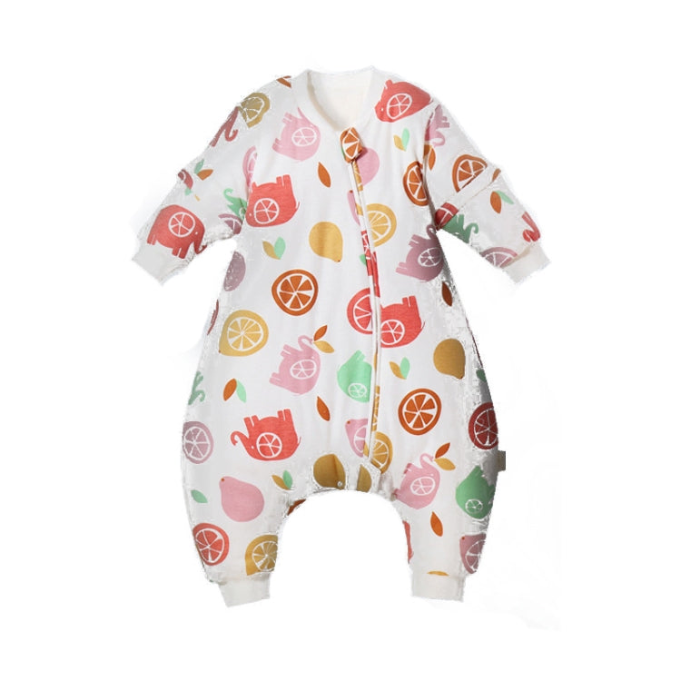 Baby Combed Cotton Cartoon Sleeping Bag With Detachable Sleeves Lemon Pink Elephant (Thin Quilted), Size: 80