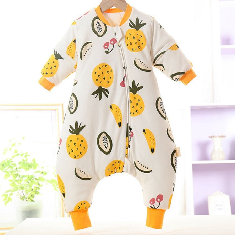 Baby Combed Cotton Cartoon Sleeping Bag With Detachable Sleeves Sweet Pineapple (Thickened), Size: 80
