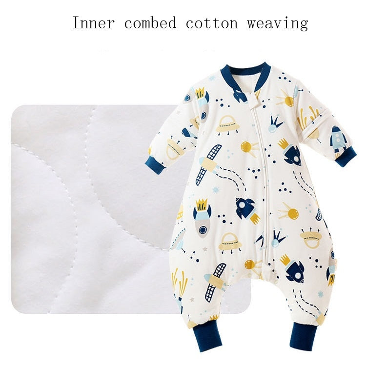 Baby Combed Cotton Cartoon Sleeping Bag With Detachable Sleeves Sweet Pineapple (Thickened), Size: 80