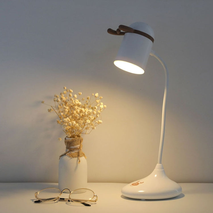 LD573 LED Dimming Antler Smart Touch Table Lamp Dormitory Student Eye Protection Reading Bedside Lamp(White)