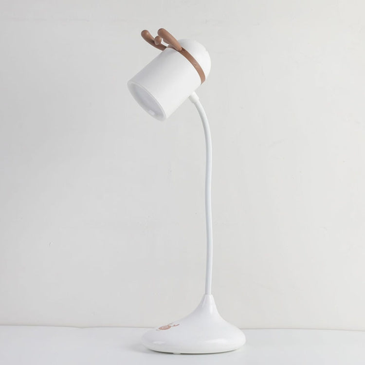 LD573 LED Dimming Antler Smart Touch Table Lamp Dormitory Student Eye Protection Reading Bedside Lamp(White)