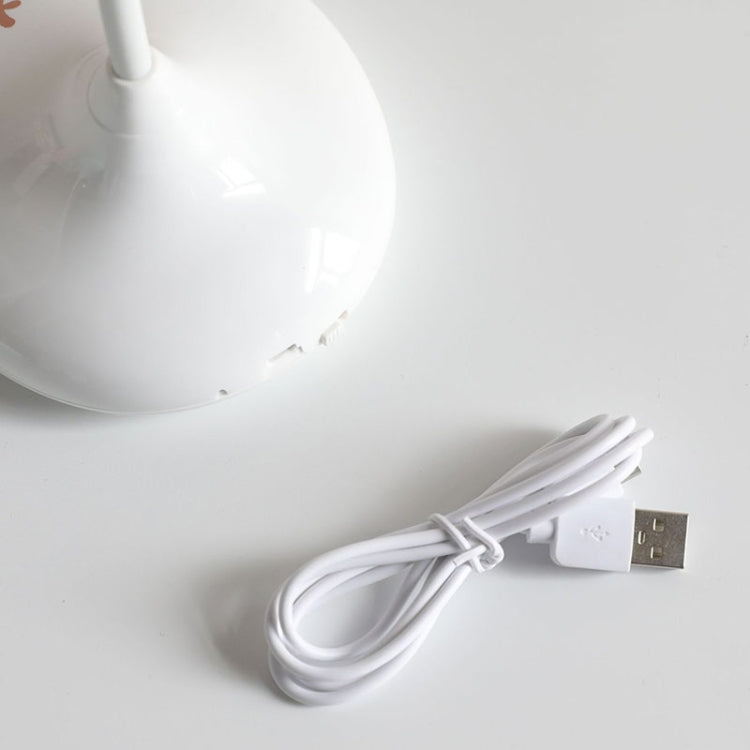 LD573 LED Dimming Antler Smart Touch Table Lamp Dormitory Student Eye Protection Reading Bedside Lamp(White)