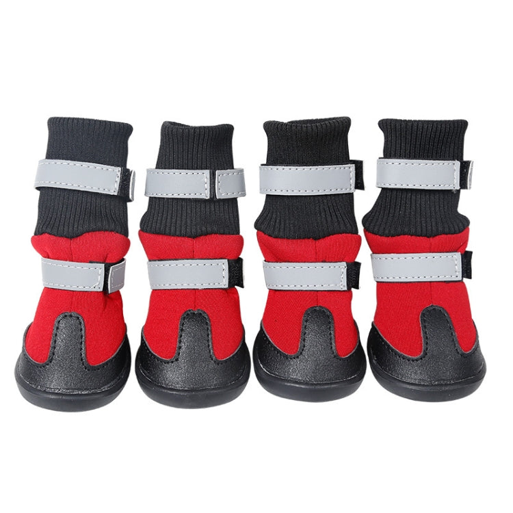 Pet Long-Tube Shoes Medium & Large Dogs Outdoor Wear-Resistant Snow Boots, Size: XL(Red)