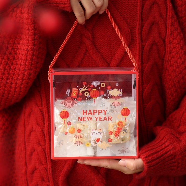 10 PCS Snowflake Pastry Packaging Box Transparent Gift Box(Lucky Kitten)